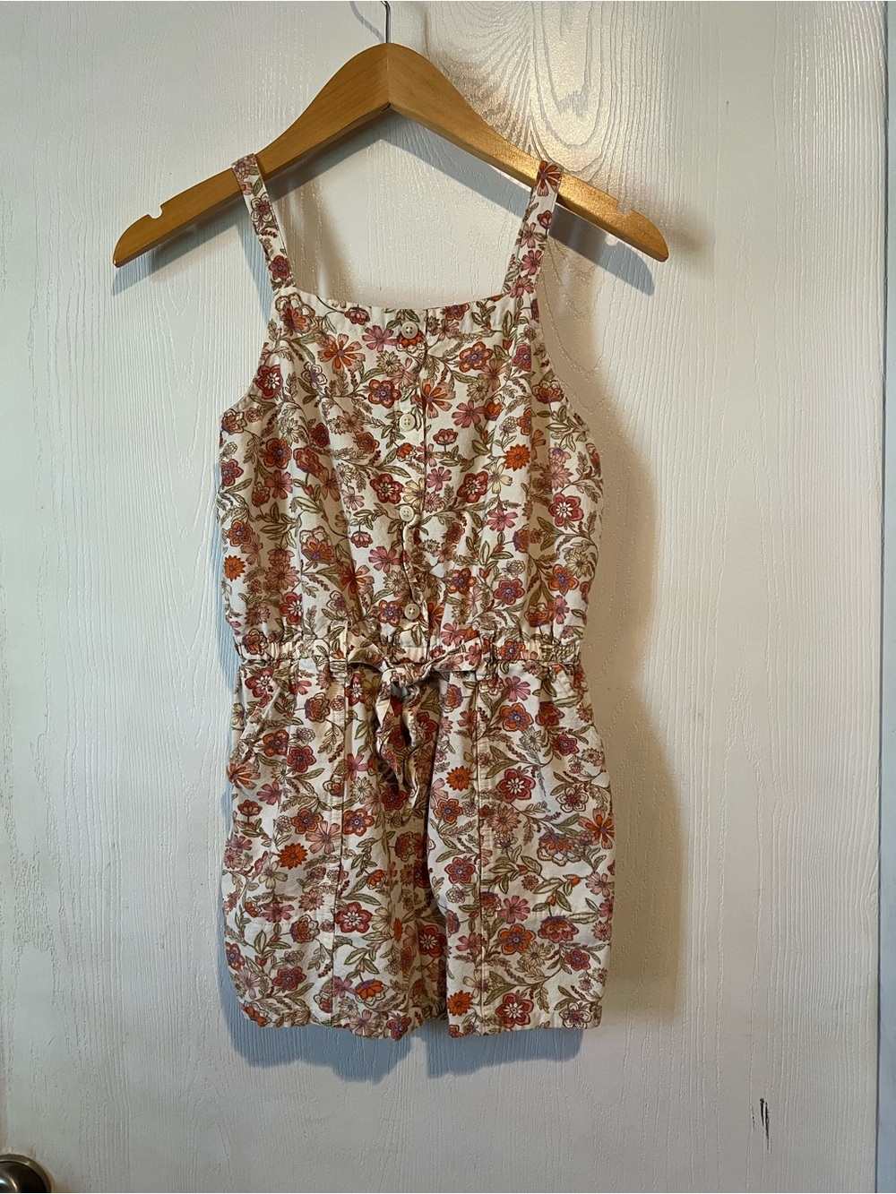 Old Navy Romper Sleeveless Linen Blend Summer Floral Tank Shorts Girls Sz 14-16